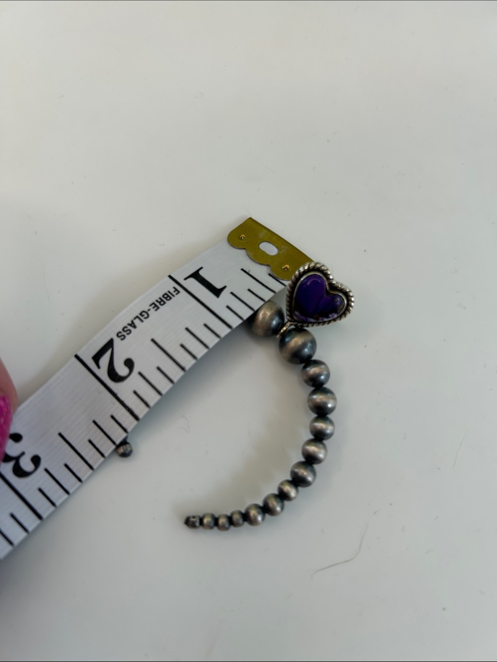 Sterling Silver Purple Mojave Turquoise Heart & Southwest Pearl Drop Earrings - Picture 5 of 7